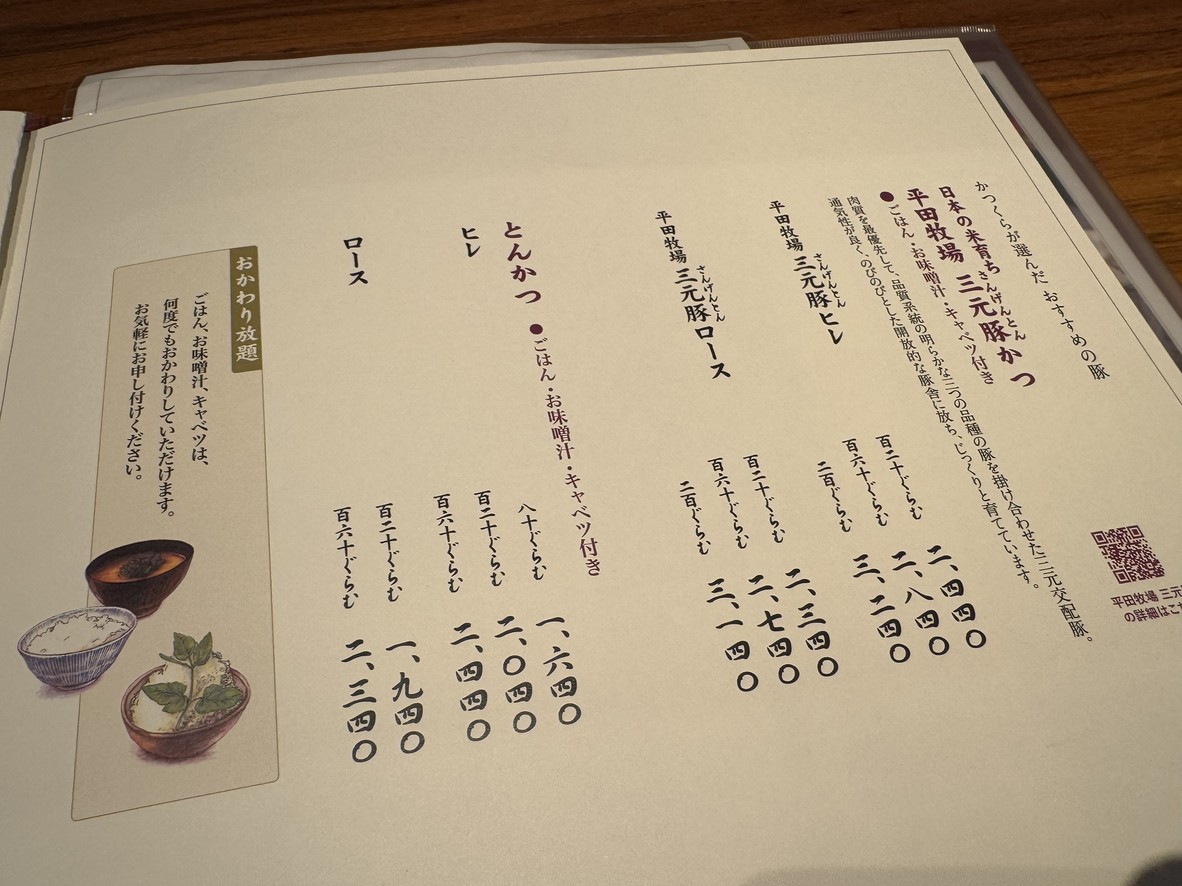 Katsukura menu 1