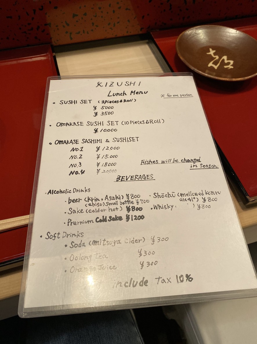 Kizushi menu 1