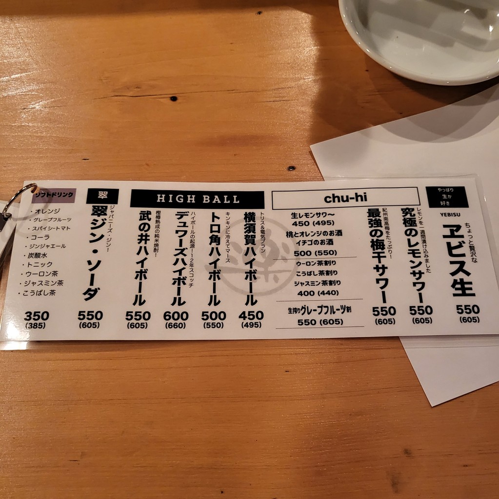 Kuimonoya Raku Kyodo Main Branch menu 3