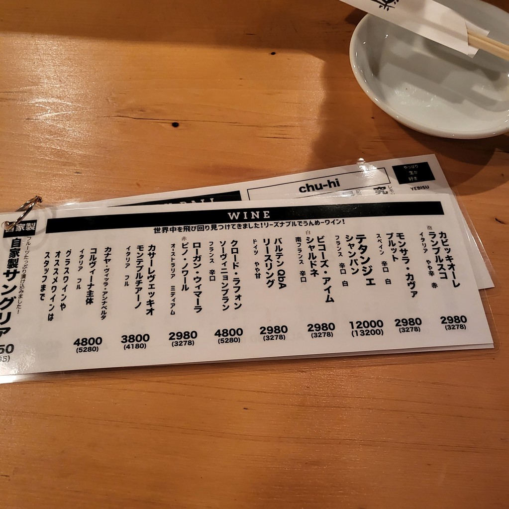Kuimonoya Raku Kyodo Main Branch menu 4