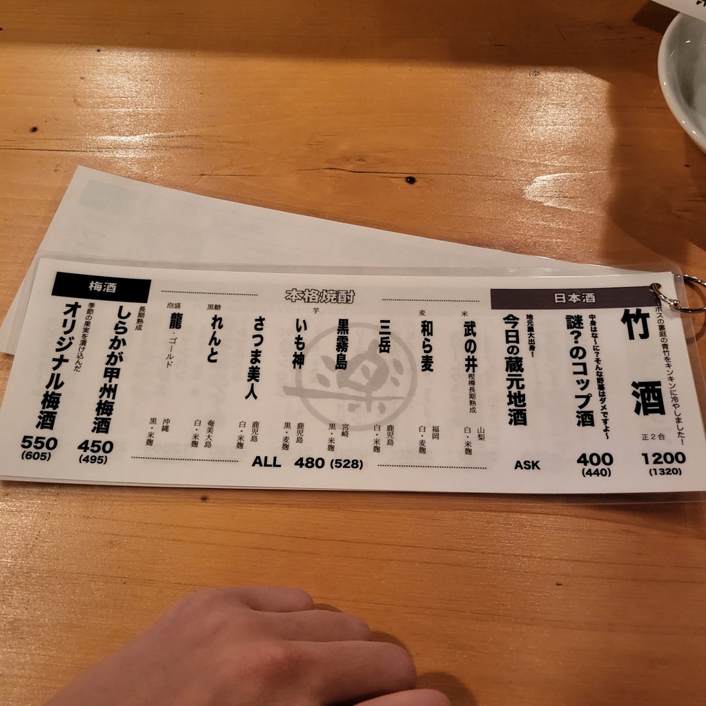Kuimonoya Raku Kyodo Main Branch menu 5