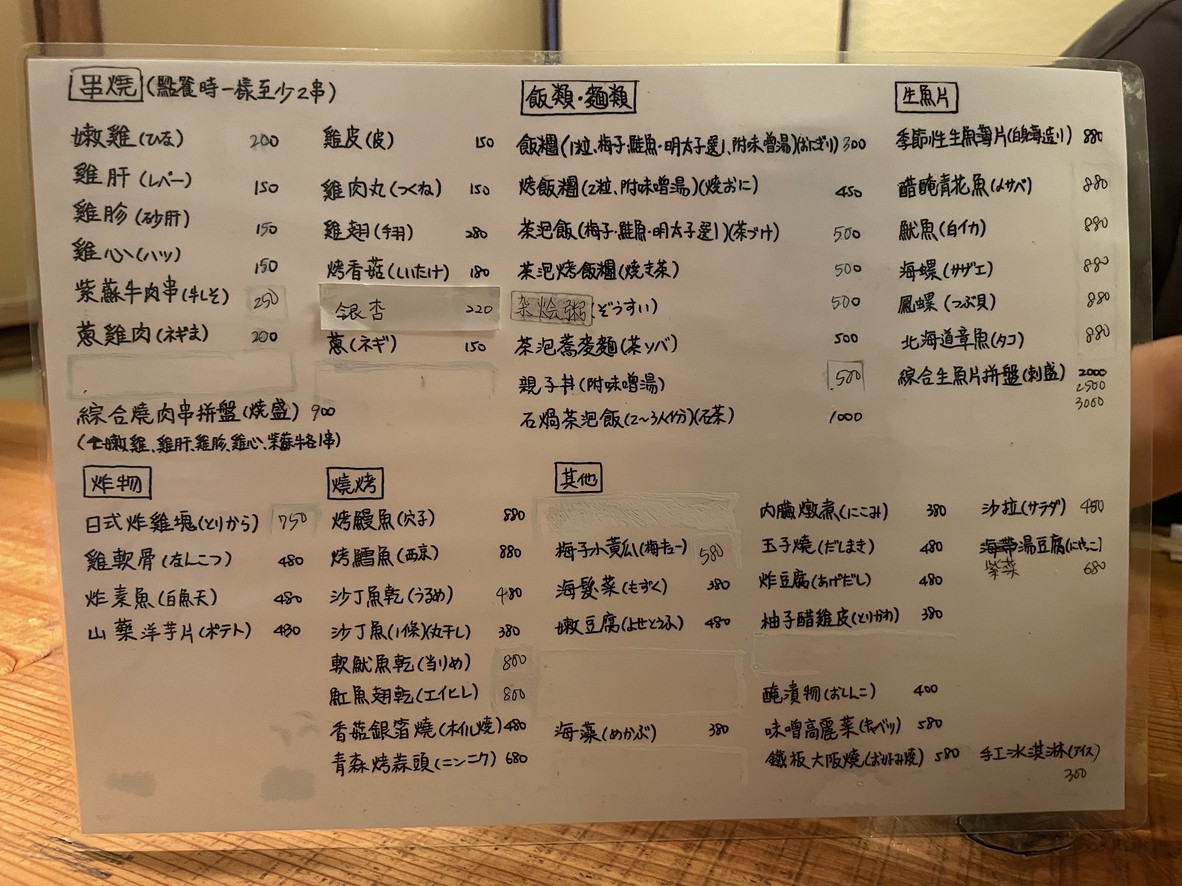 Torijin menu 1