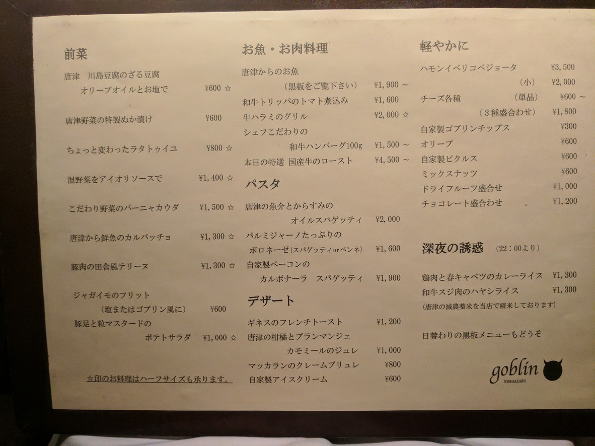 GOBLIN menu 2