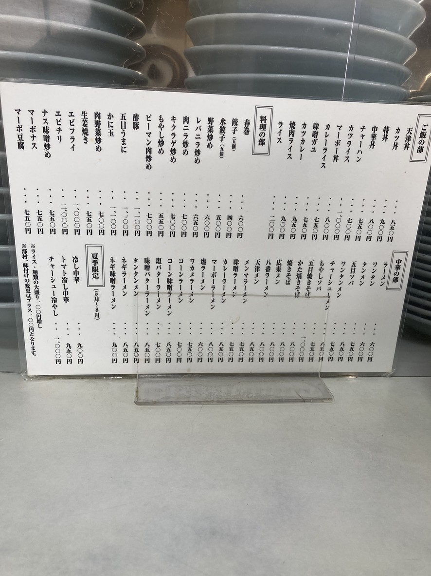 Chuka Hachiban menu 1