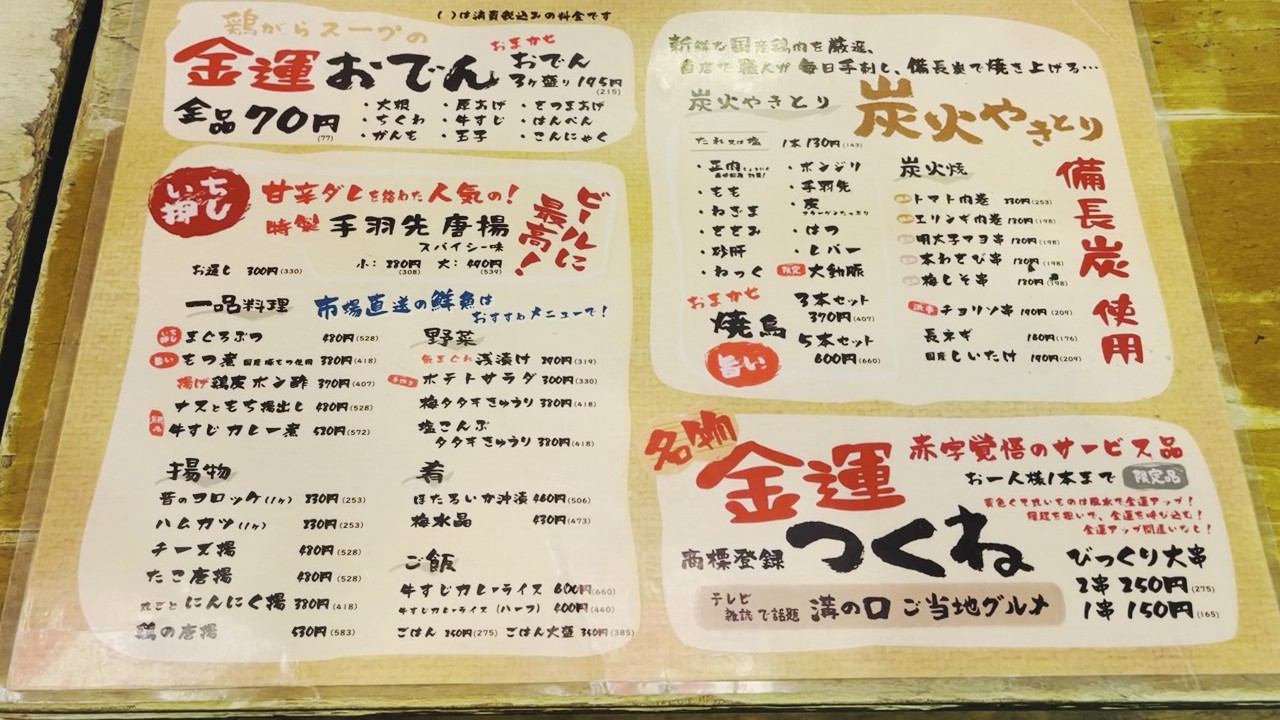 Kinunoden Taishusakaba Tamainishiguchiten Mizonokuchi menu 1