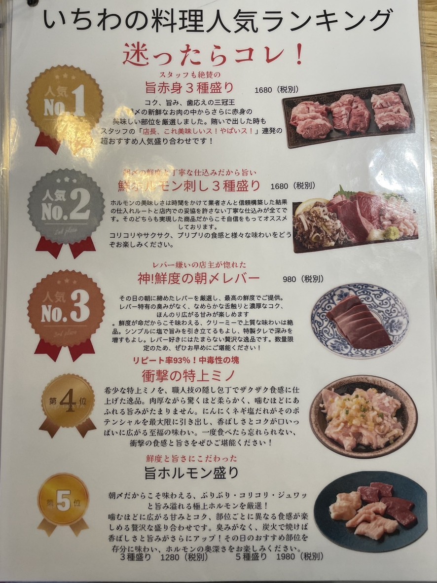 七厘いちわ 西永福店 menu 1