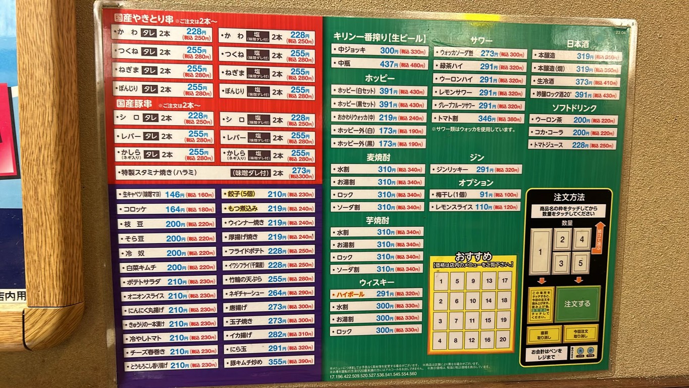 Yakitori Hidaka Asakusabashi Ekimae menu 1