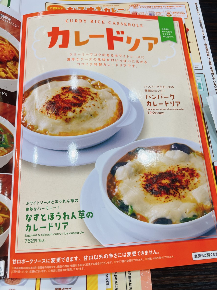 CoCo Ichibanya menu 4