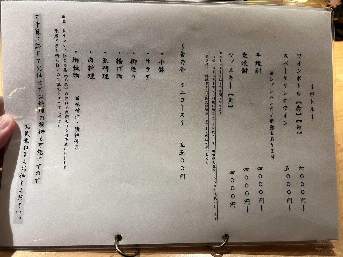 Kuranosuke menu 4