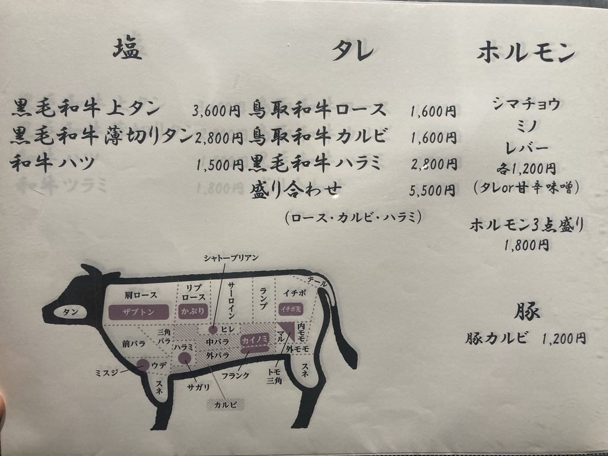 Yakinikuya Hayashi Produce Yakiniku Jumbo / Meguro Wagyu Yakiniku menu 1