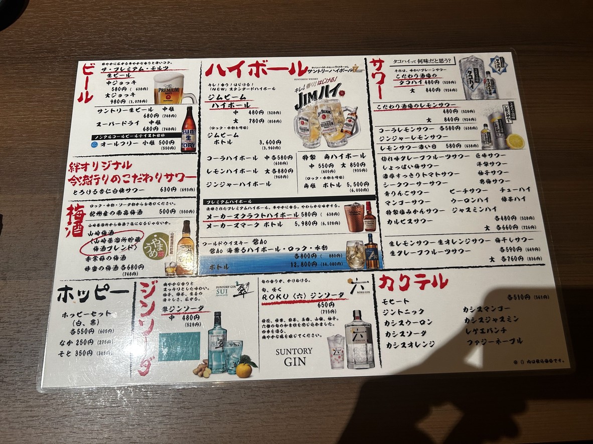Kizuna Private Room Izakaya menu 2