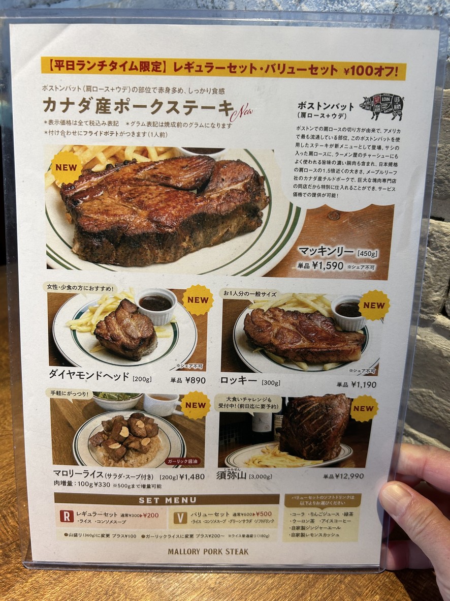 Mallory Pork Steak Naka-meguro menu 1