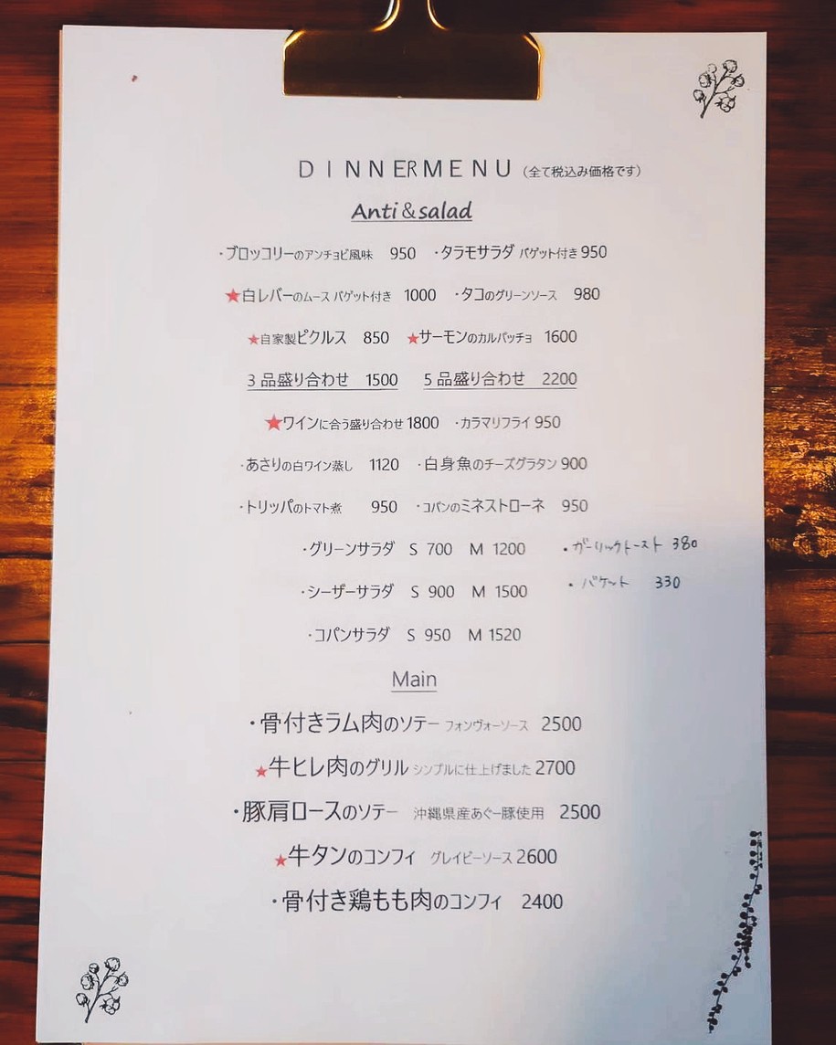 Copain Koishikawa menu 1
