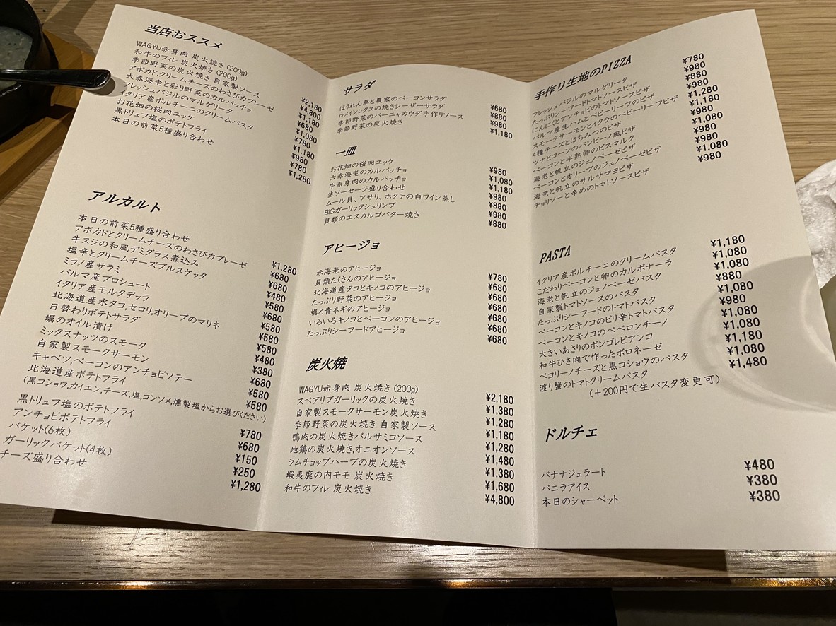 GoriMasa Meguro - Cocina italiana creativa menu 1