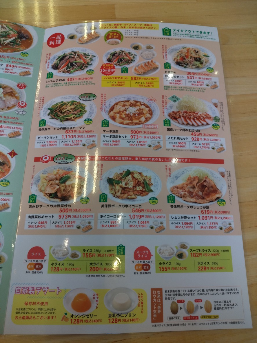 Gyozanomanshu Nogataminamiguchiten menu 2