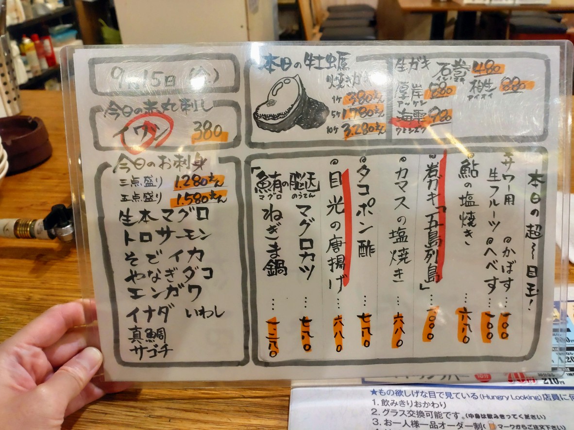 Mita Gyokai Center menu 1