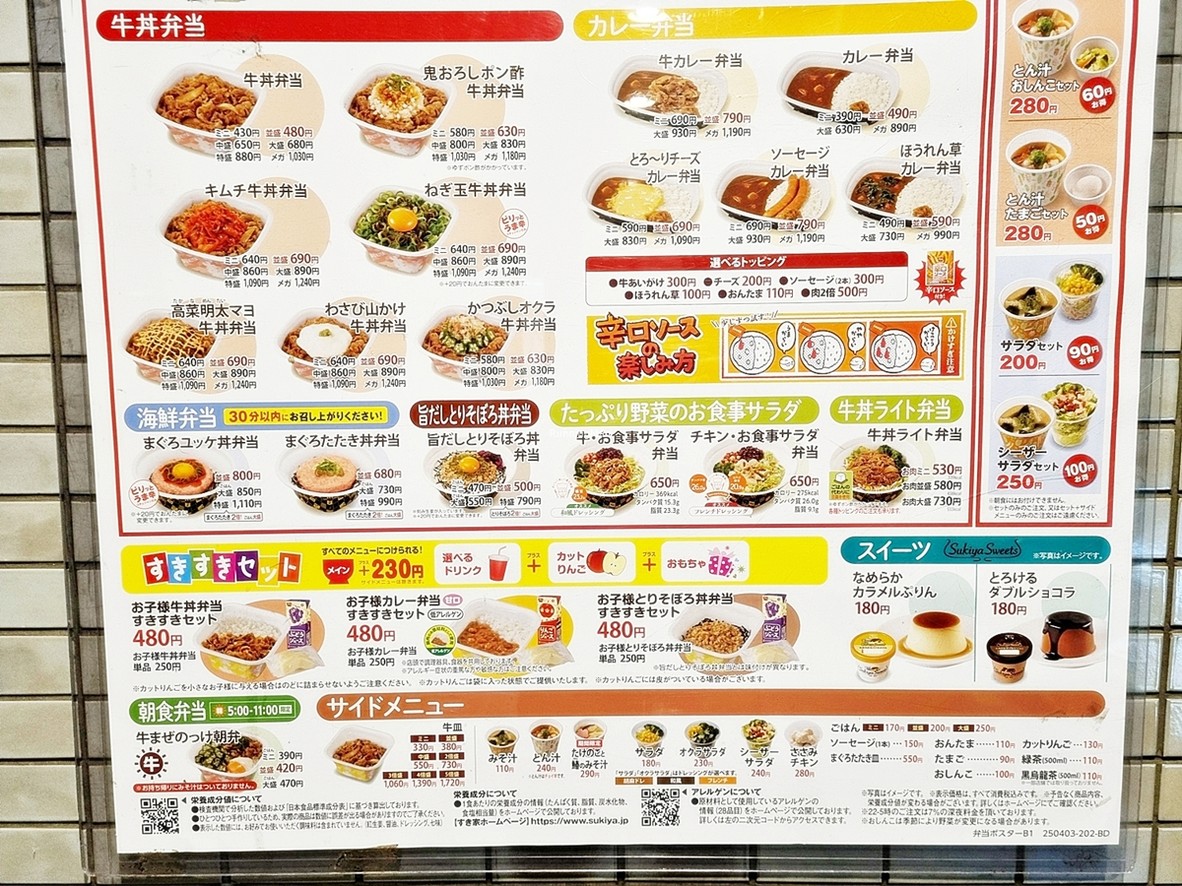 Sukiya Shinjuku NS Bldg menu 1
