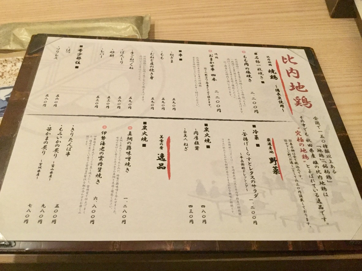 Yakitori Ebisu Imaiya menu 1