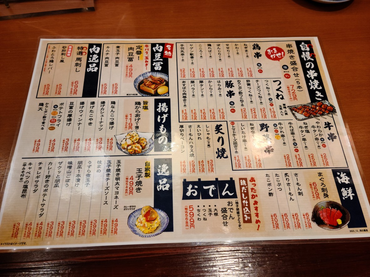 Yakitori Dojo Kodawariyama Tienda Nishinippori menu 2