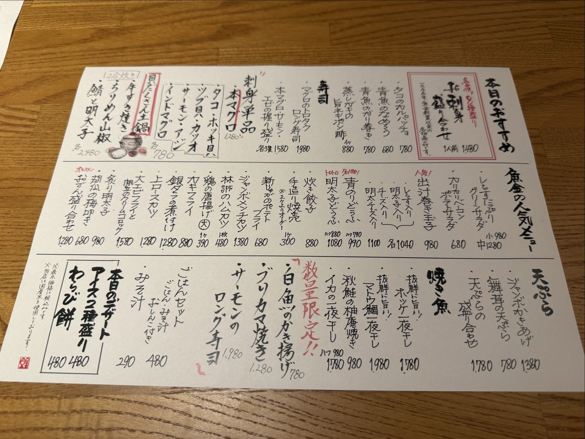 Uokin Daishokudo HARUMI FLAG menu 2
