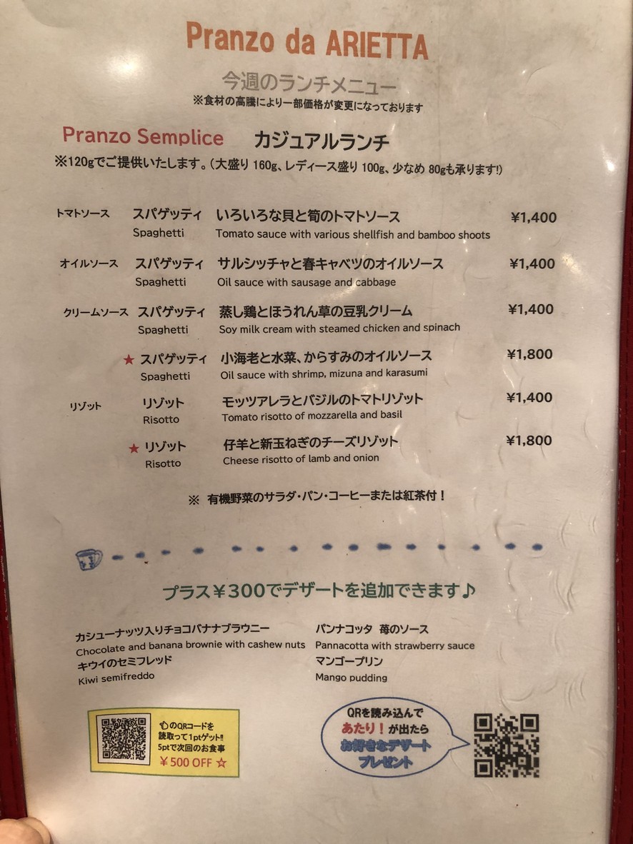 Trattoria Arietta menu 1