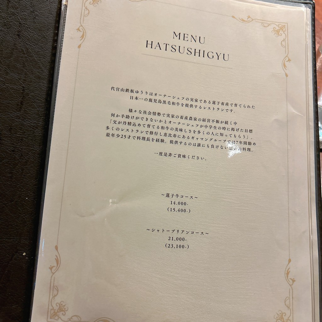 Daikan'yama Teppan Yuuri menu 1