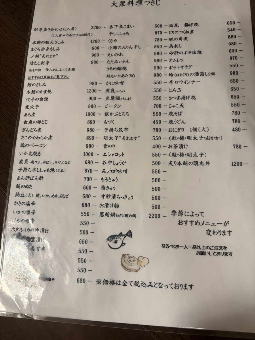 Tsukiji menu 1