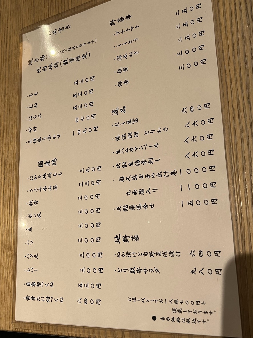 Torisuki Tokyu-Plaza Ginza menu 3