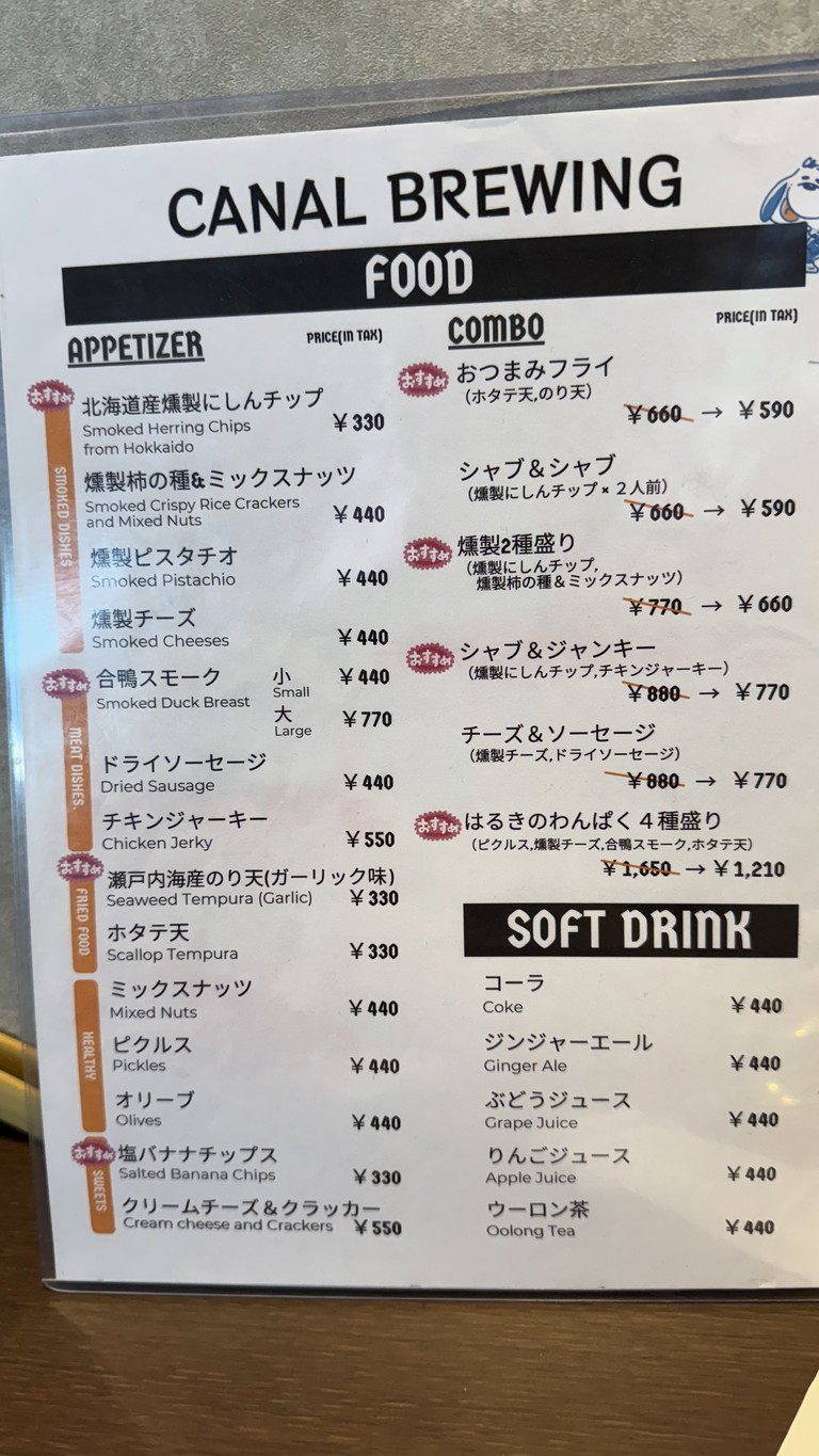 Canal Brewing menu 1
