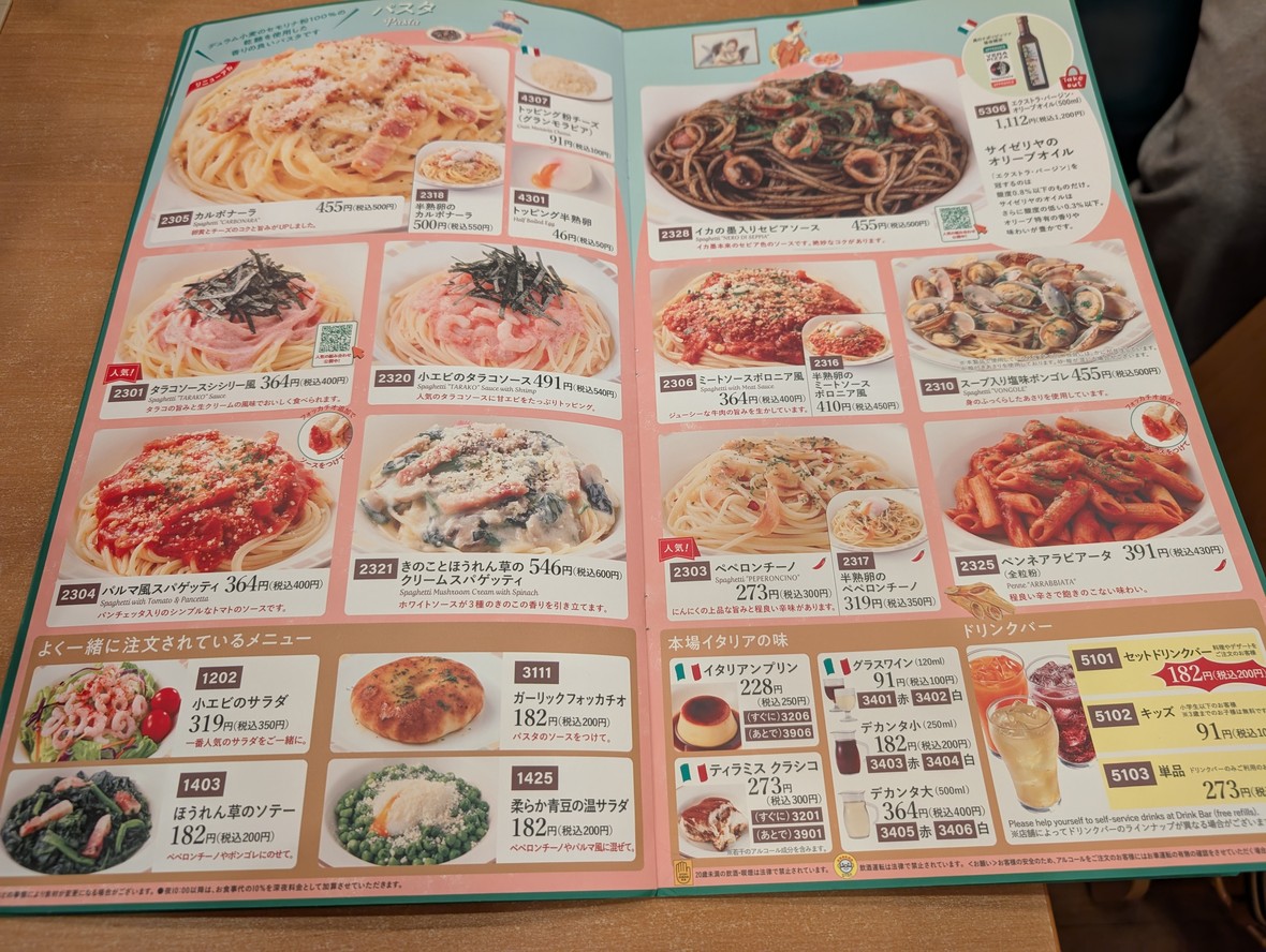 Saizeriya menu 5