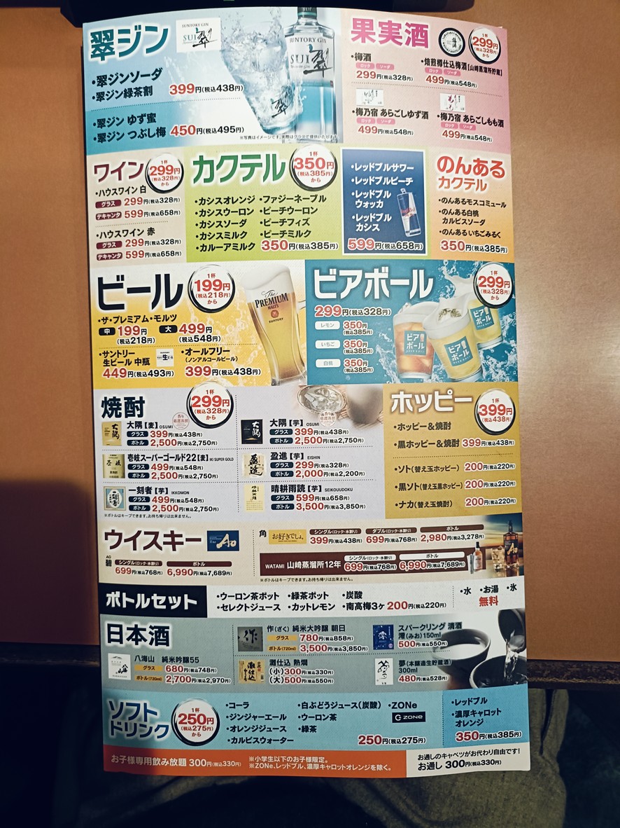 Tori Mero Meidaimae Station / yakitori izakaya menu 4