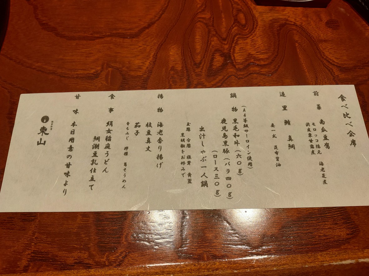 Koshitsu Washoku Higashiyama Shimbashi menu 1