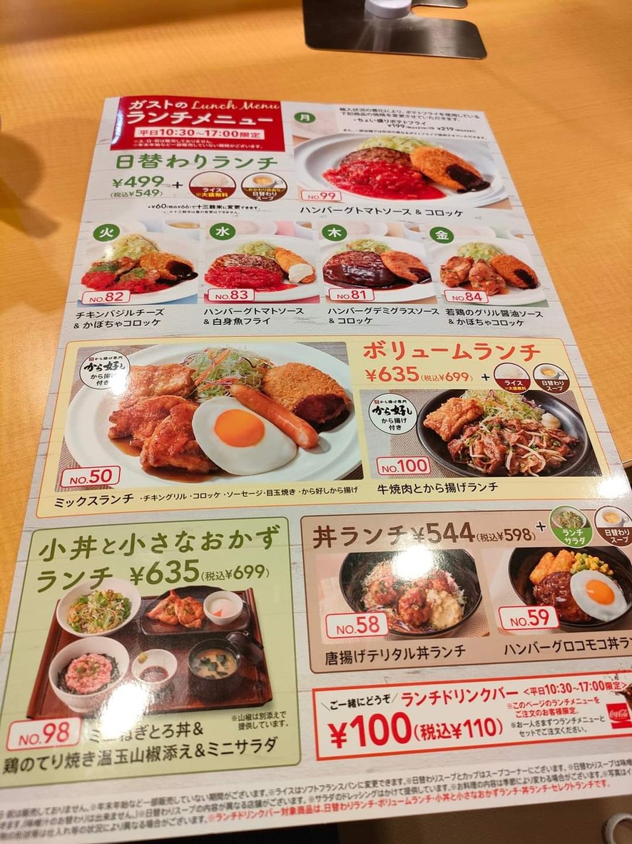 Gusto Hatsudai Station North Exit Store menu 1