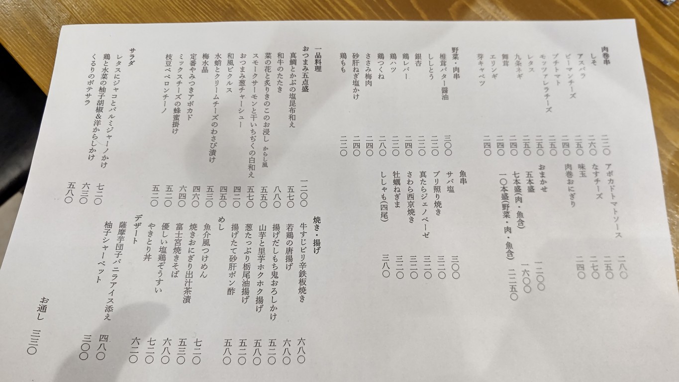 Kushiyaki Kururi menu 2