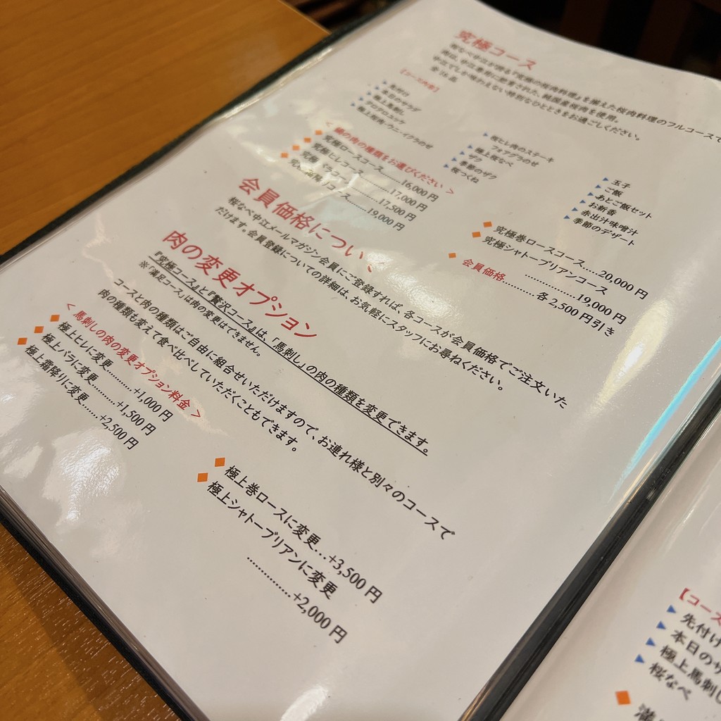 Sakura-nabe Nakae menu 6