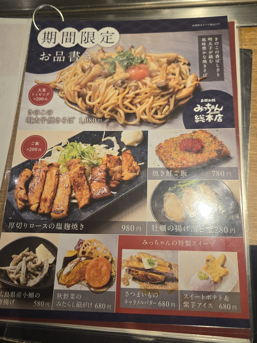 Mitchan Sohonten Shinbashiten menu 2