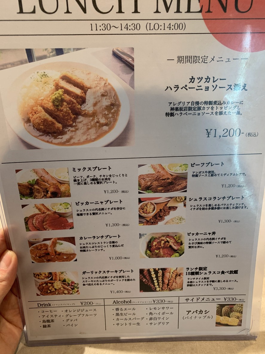 Churrasco Restaurant ALEGRIA Kagurazaka menu 3