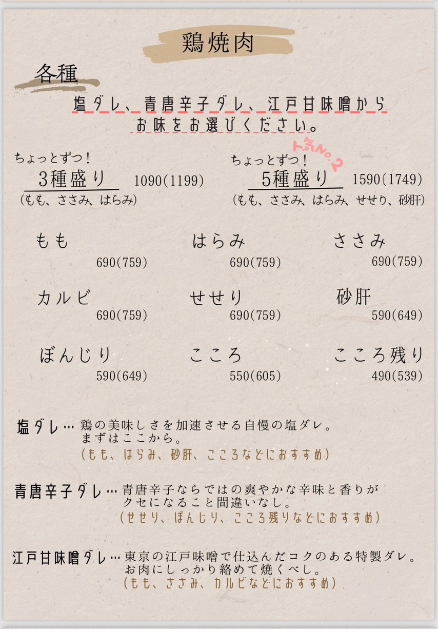 Tokyo Chicken Yakiniku and Oden Harbado menu 3