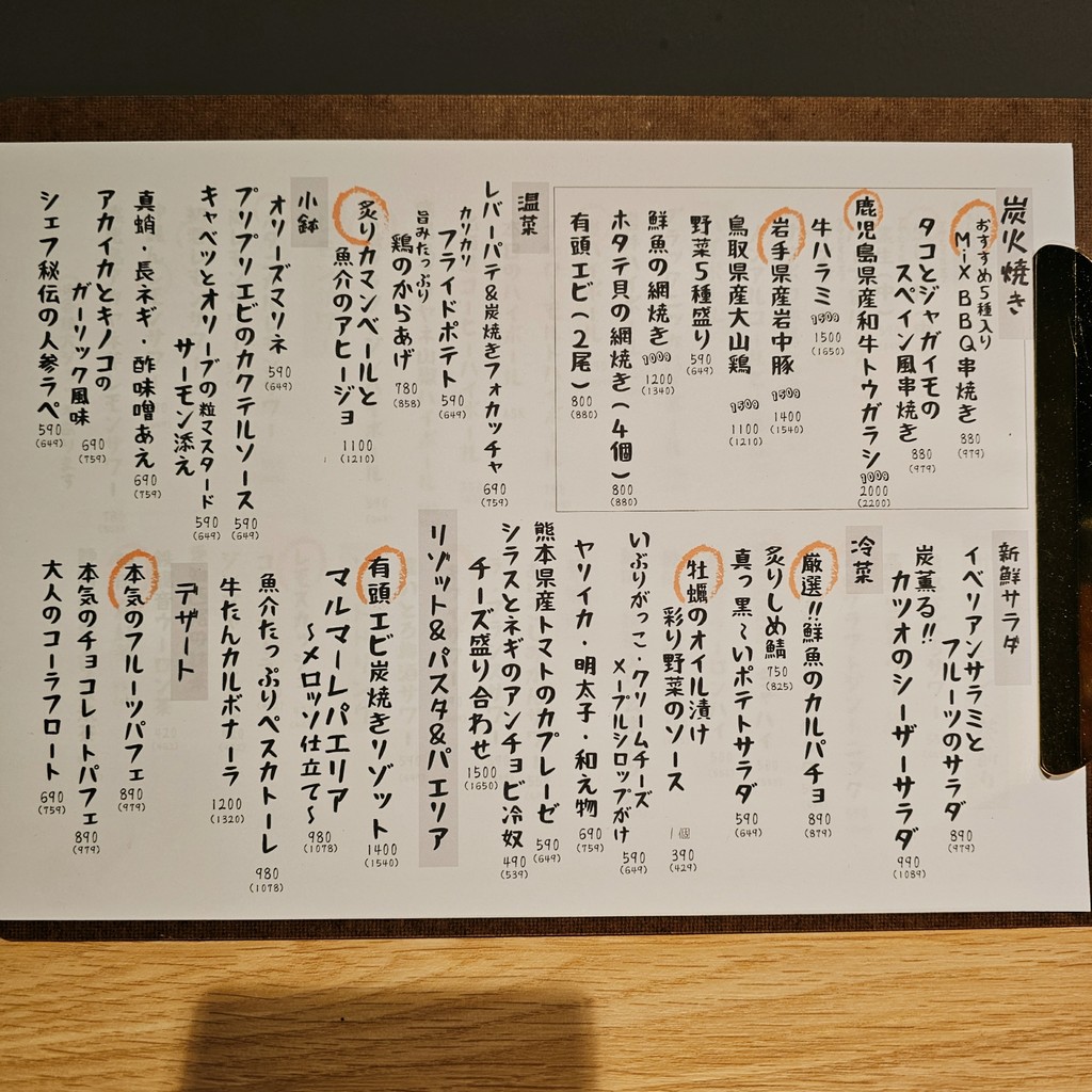 Charcoal Grill Bistro & Japanese Sake THE MARMARE menu 1