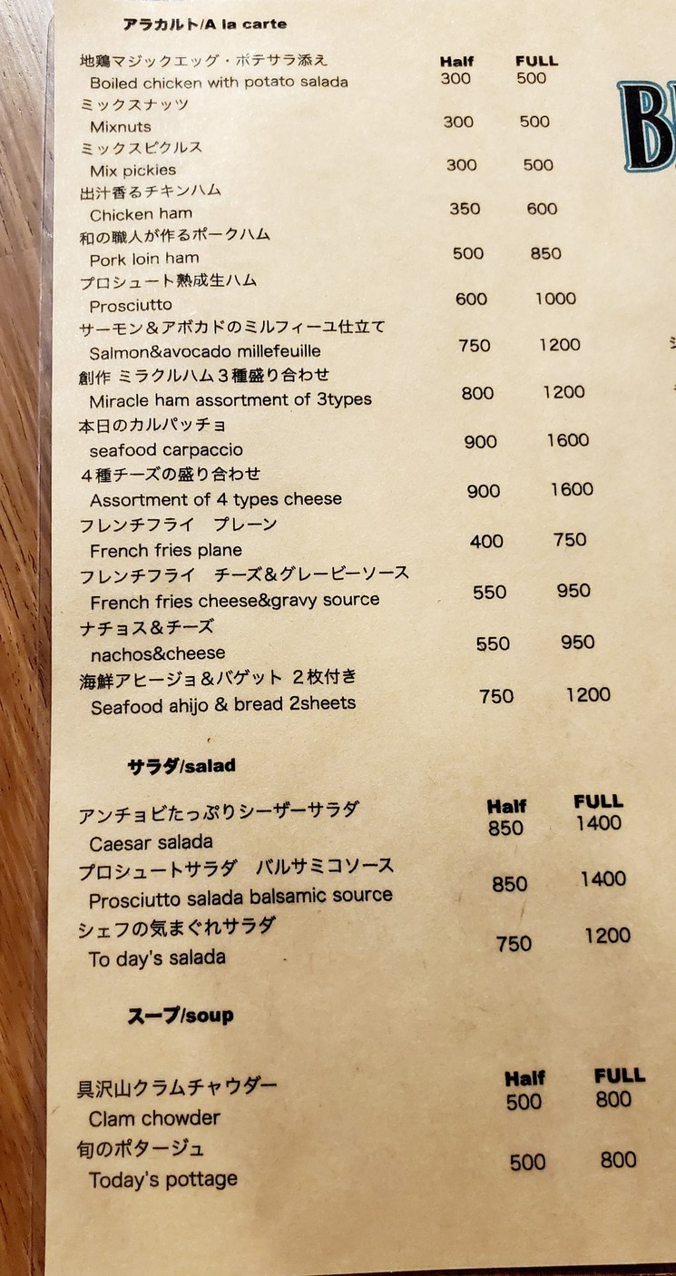 BLUE TABLE menu 2