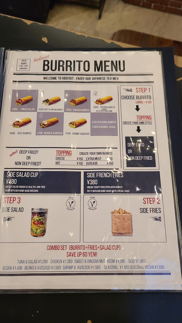 HIDEOUT menu 2