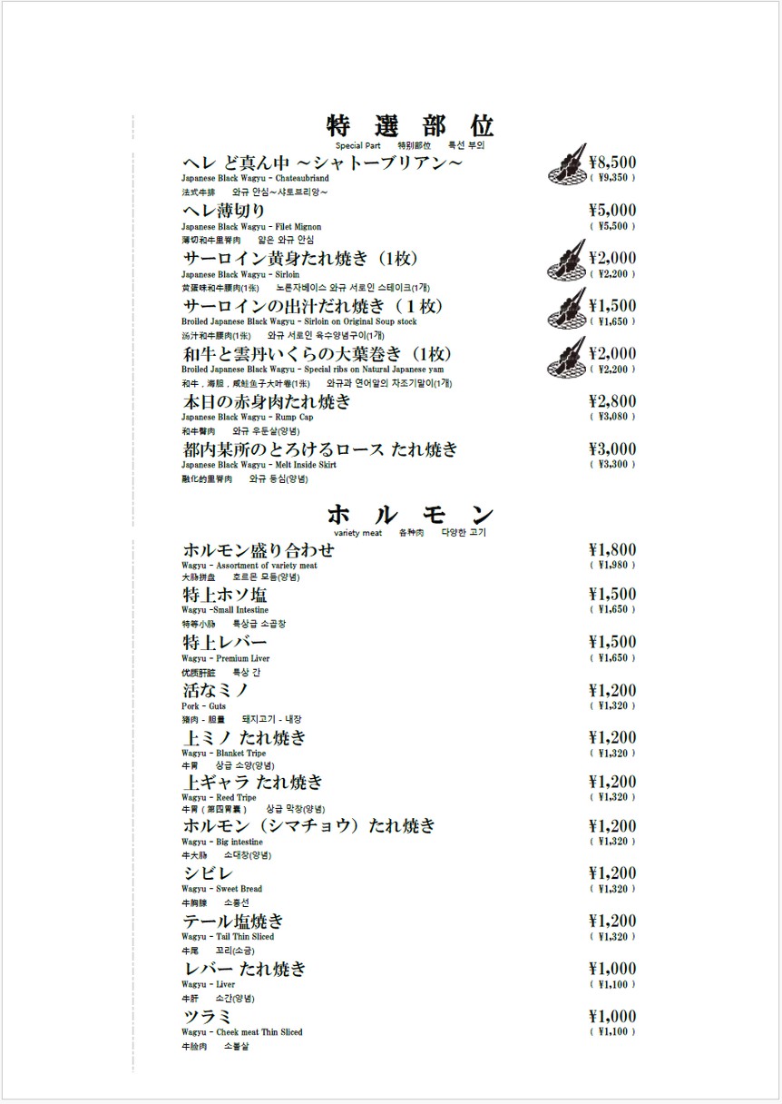 Nikutei Futago Shinjuku menu 5