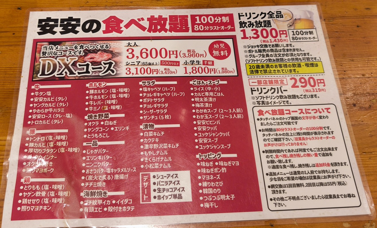 Yakiniku An-An (BBQ Japonés) Sucursal Takadanobaba menu 3
