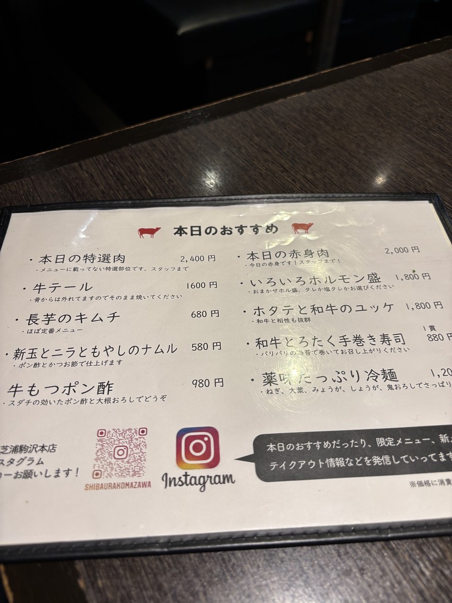 Shibaura menu 1