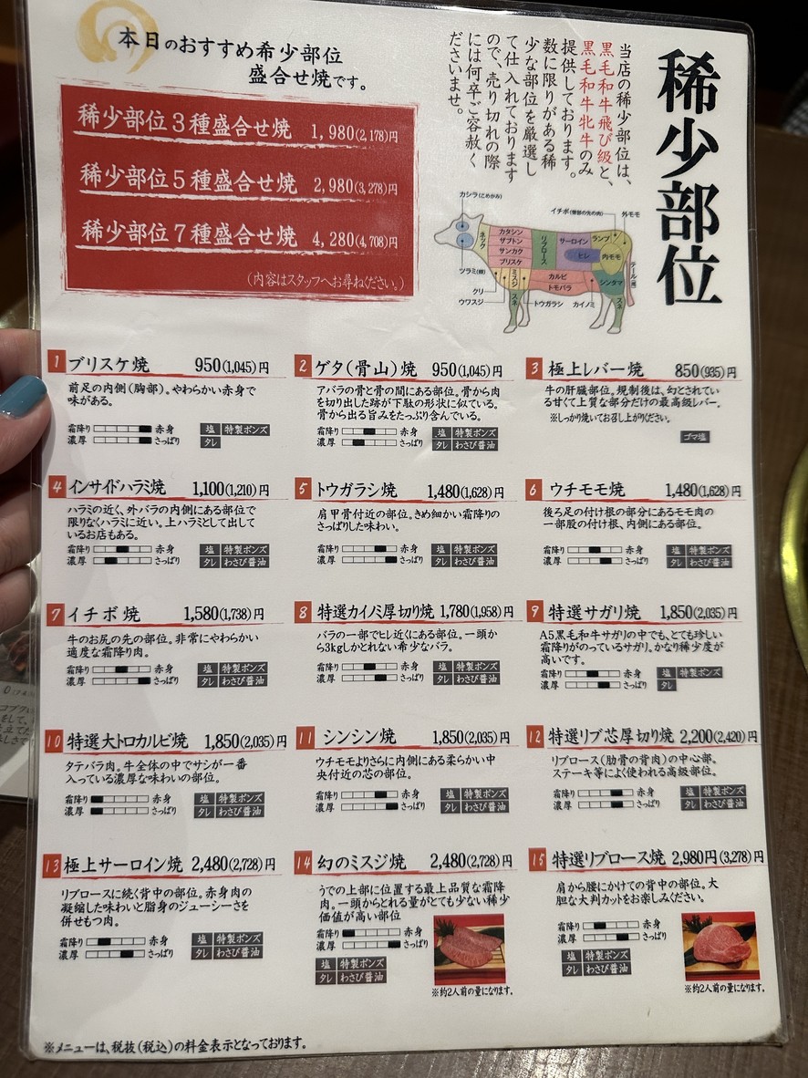 Yakiniku Kotoen menu 1