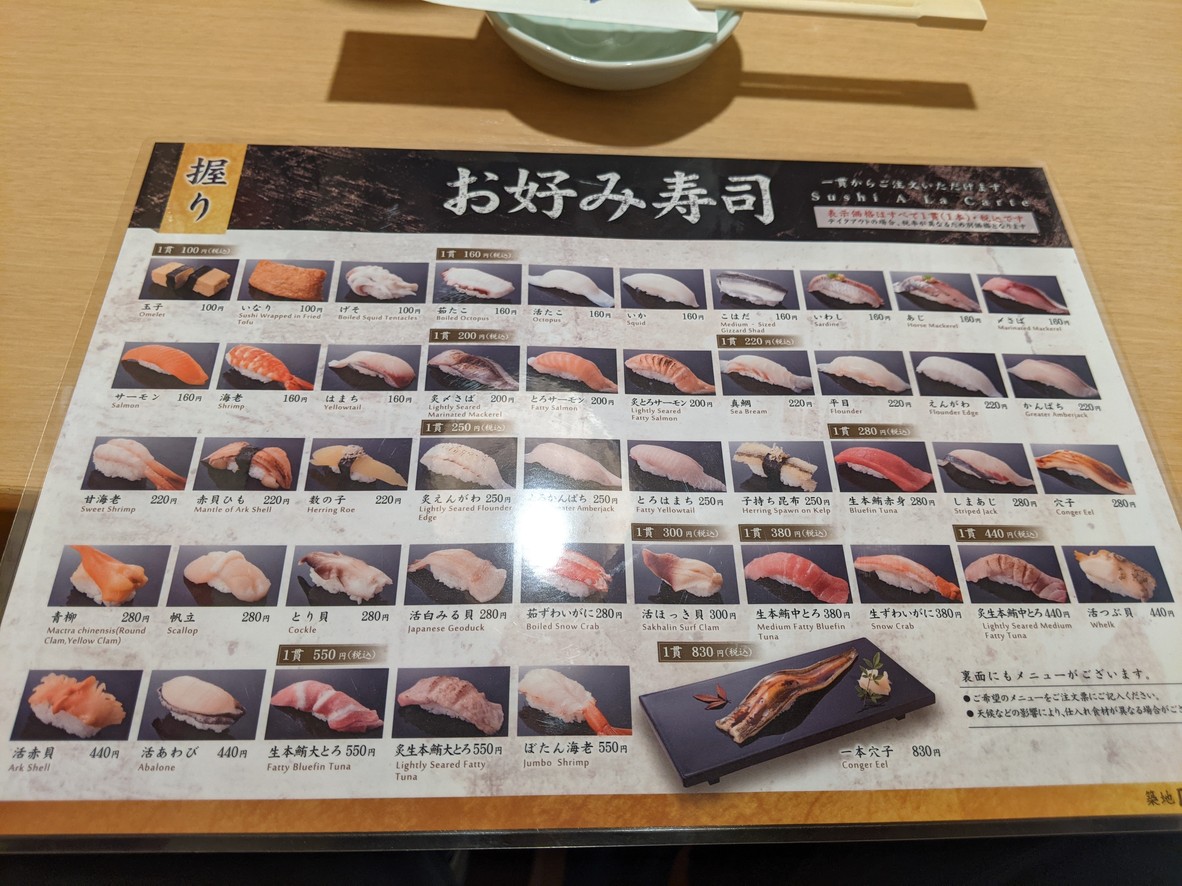 Sushi Tsukiji Nihonkai Toyosu Ciel Tower store menu 3
