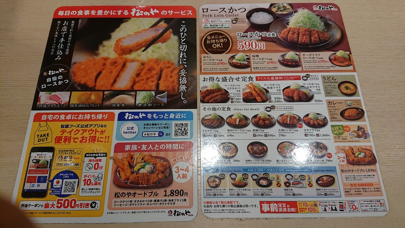 Matsunoya Nakanobu menu 1