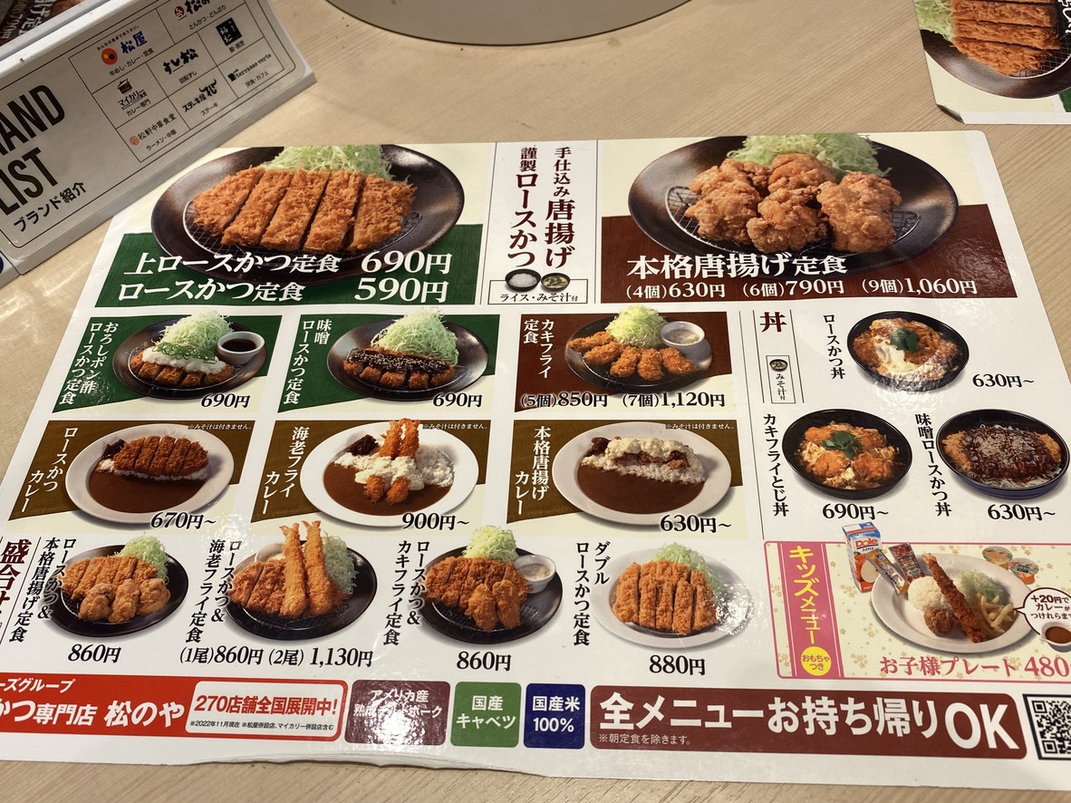 Matsunoya Nakanobu menu 2