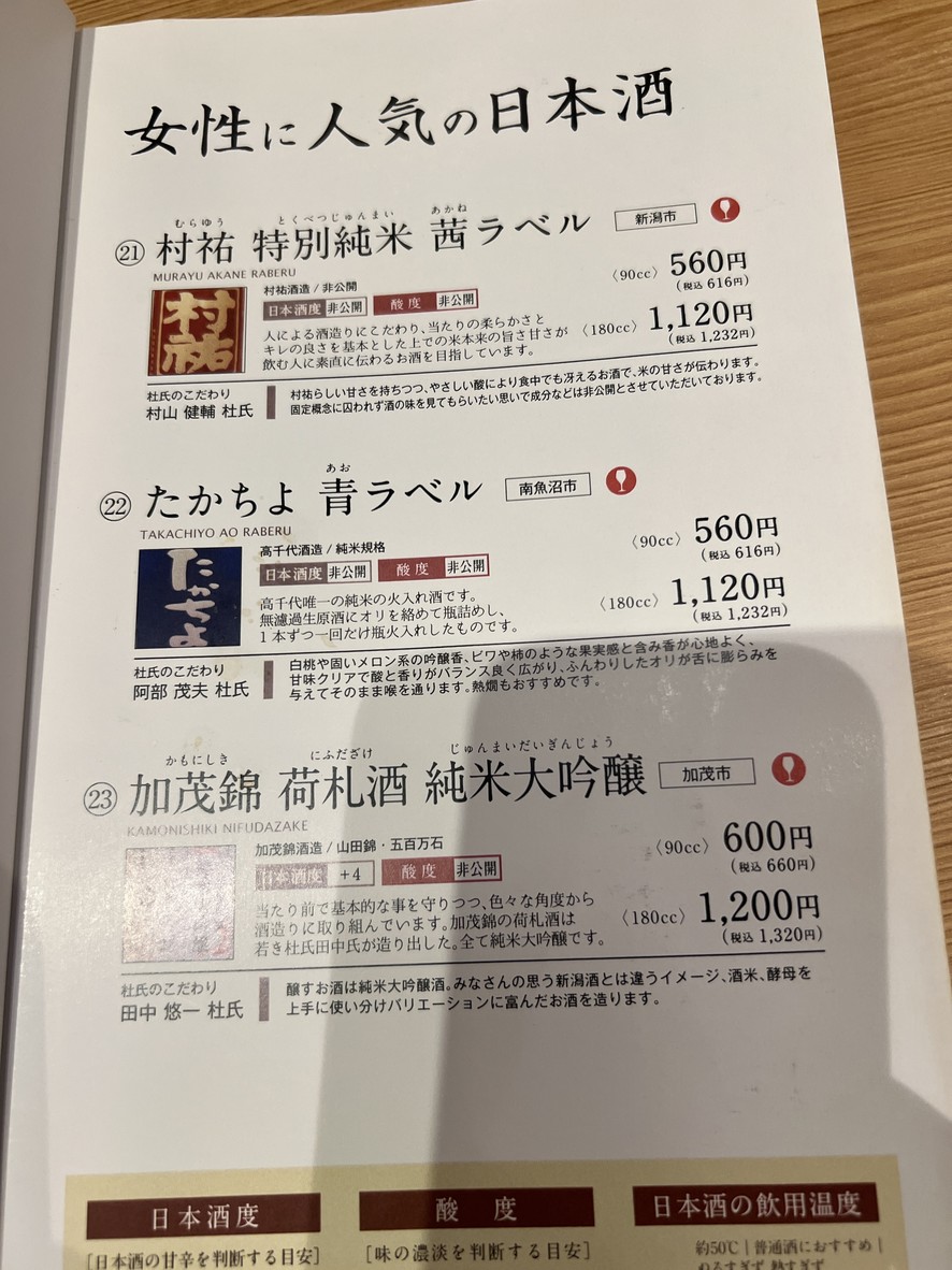 Niigata Sado Ryotsuko-chokuso Tofuro Okachimachi menu 6