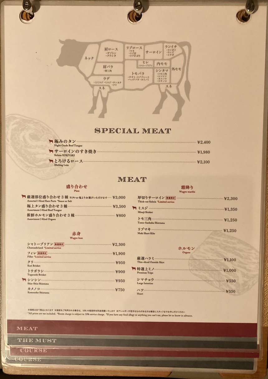 Ushigoro Bambina Yakiniku Shibuya menu 4